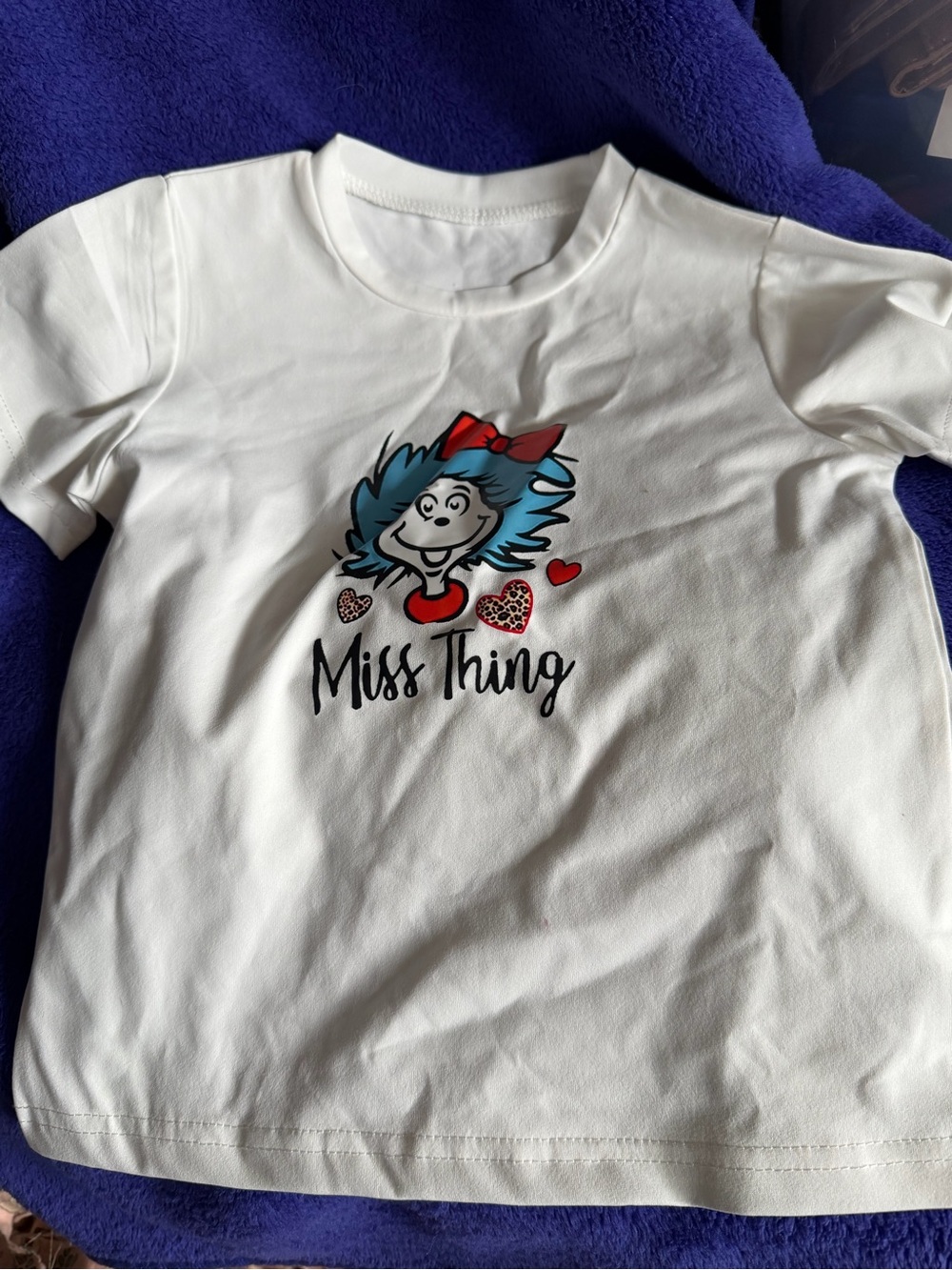 Miss Thing Cartoon Graphic Kids Tee - White